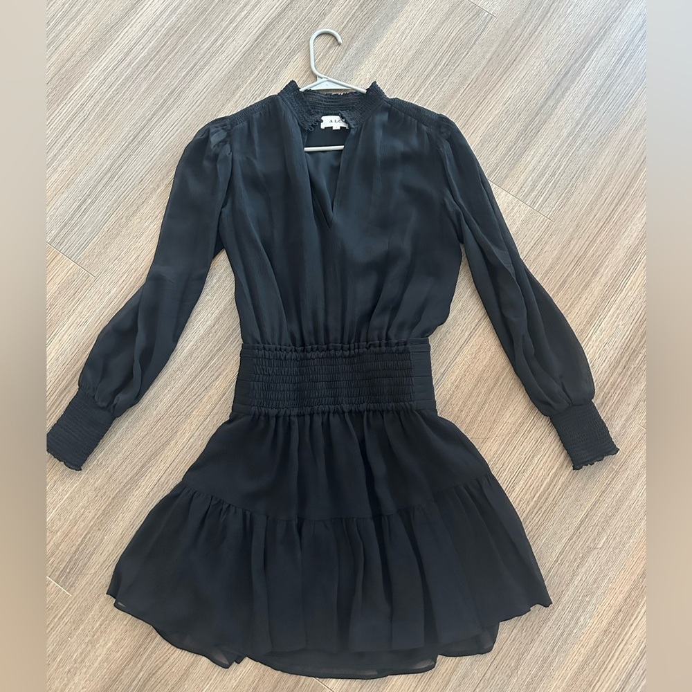 A.L.C. Silk Black Long Sleeve Dress